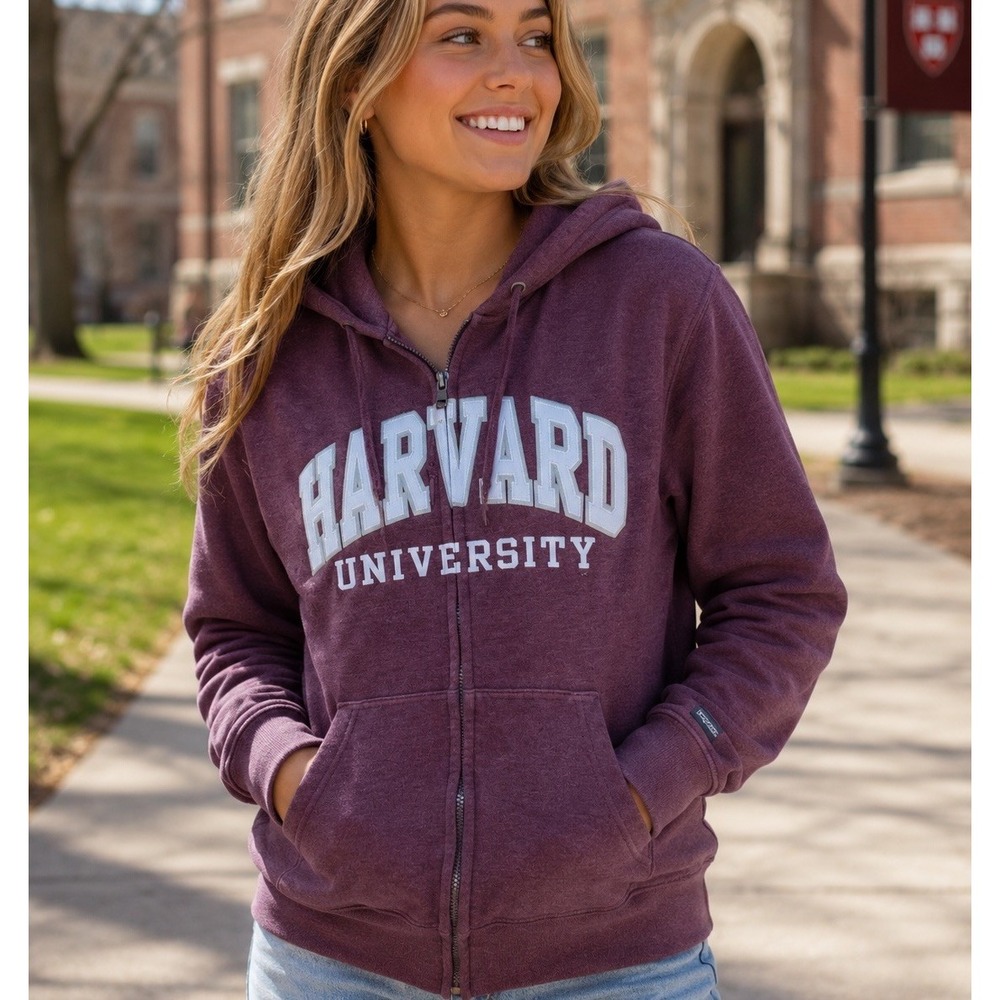 Y2k Harvard University Sm. Full Zip Sweatshirt Embroidered Logo Jansport Jacket